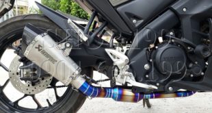 Độ pô Akrapovic kèm cổ titanium cho xe Yamaha TFX 150 đẹp tại Shop 199